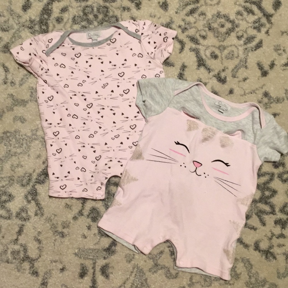 2 pc short baby girl rompers Quiltex